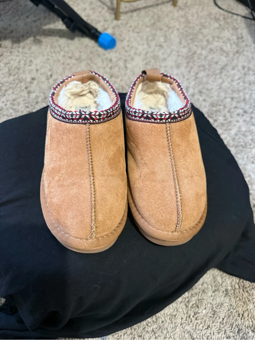 Soda Kids Tan Faux-Suede Slip-On Moccasins with Sherpa Lining